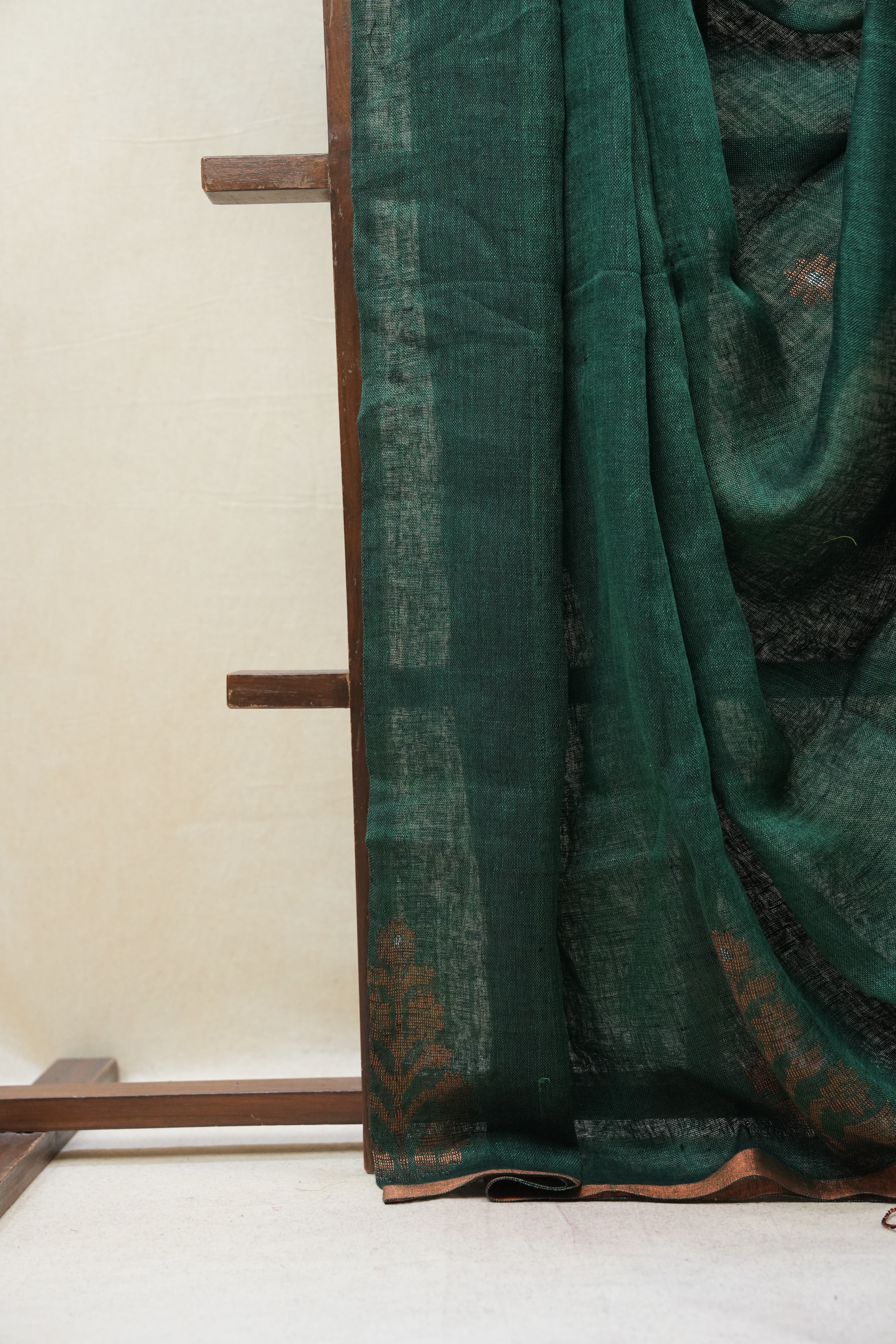 Green Linen Jamdani Saree - SRGLJS396