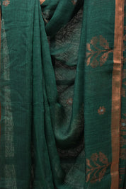 Green Linen Jamdani Saree - SRGLJS396