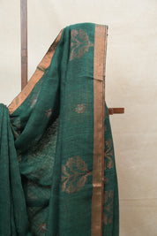Green Linen Jamdani Saree - SRGLJS396