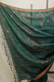 Green Linen Jamdani Saree - SRGLJS396