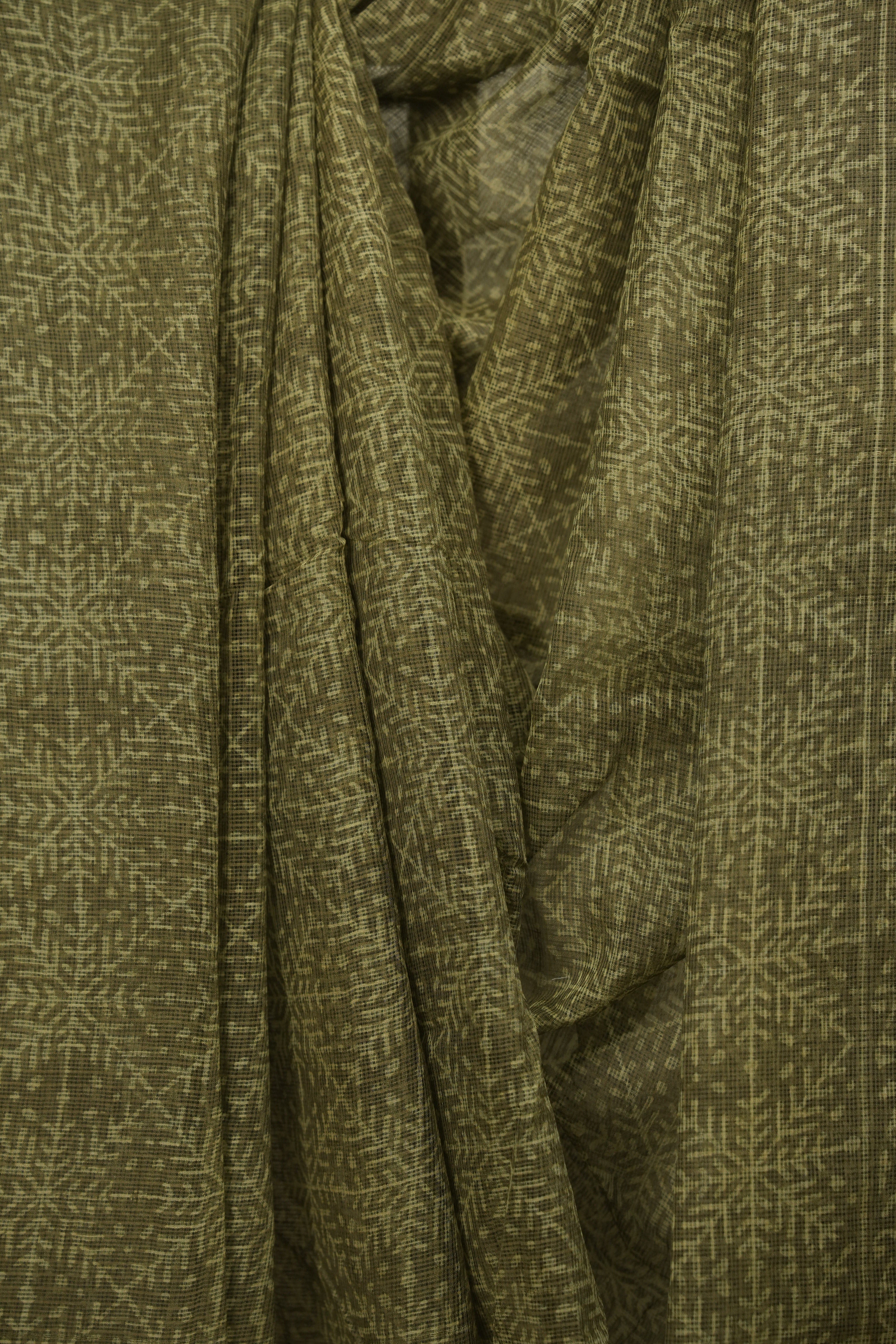 Moss Green Kota Doria Saree - SRMGKDS306