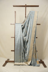 Metallic Grey Banarasi Silk Saree - SRMGBSS838