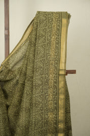 Moss Green Kota Doria Saree - SRMGKDS306