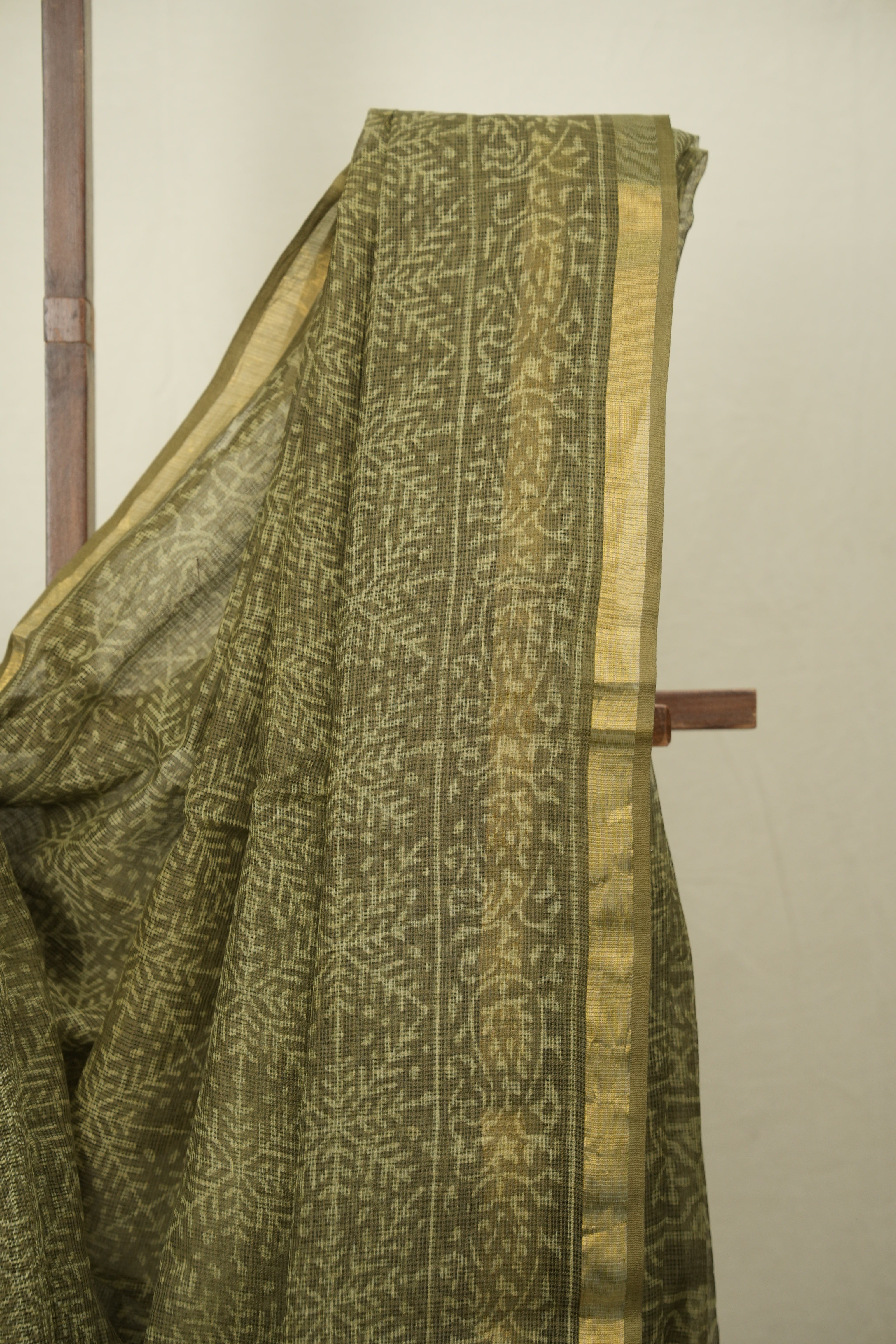 Moss Green Kota Doria Saree - SRMGKDS306