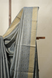Grey Tussar Silk Saree - SRGTSS1664