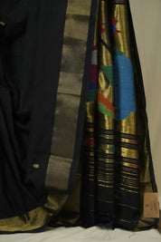 Black Cotton Paithani Saree - SRBCPS769