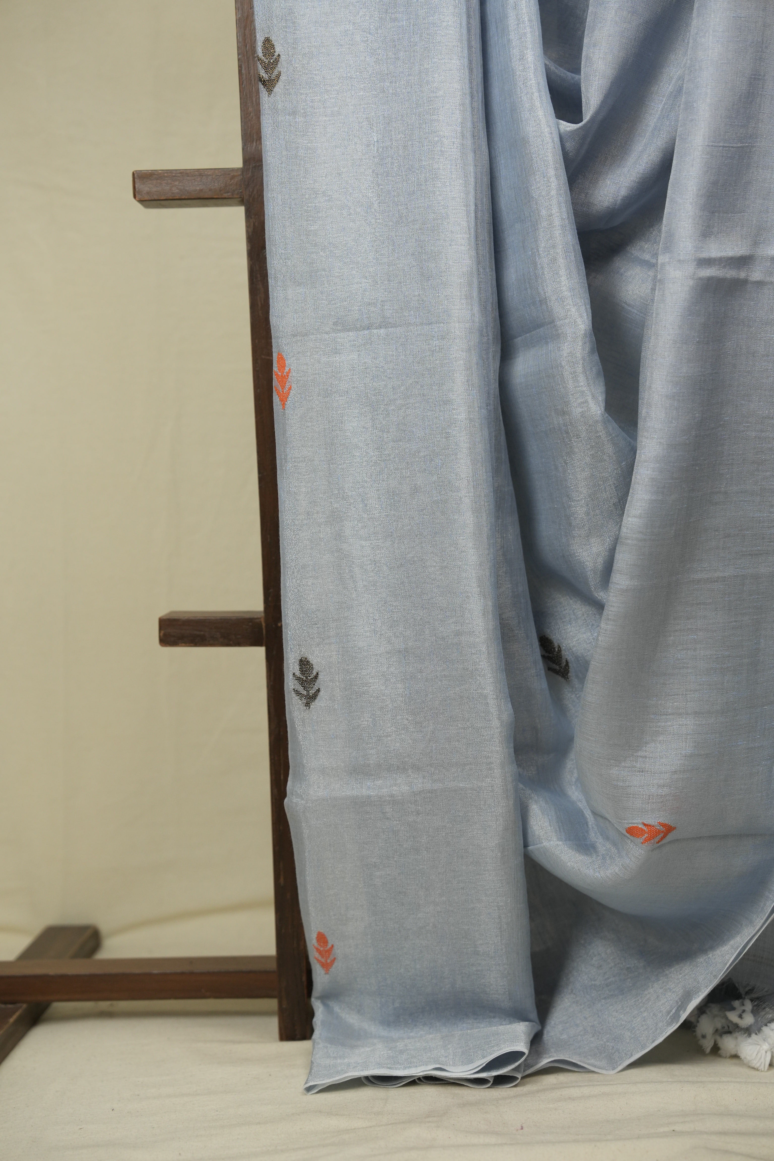 Powder Blue Tissue Linen Jamdani Saree - SRPBTLJS204