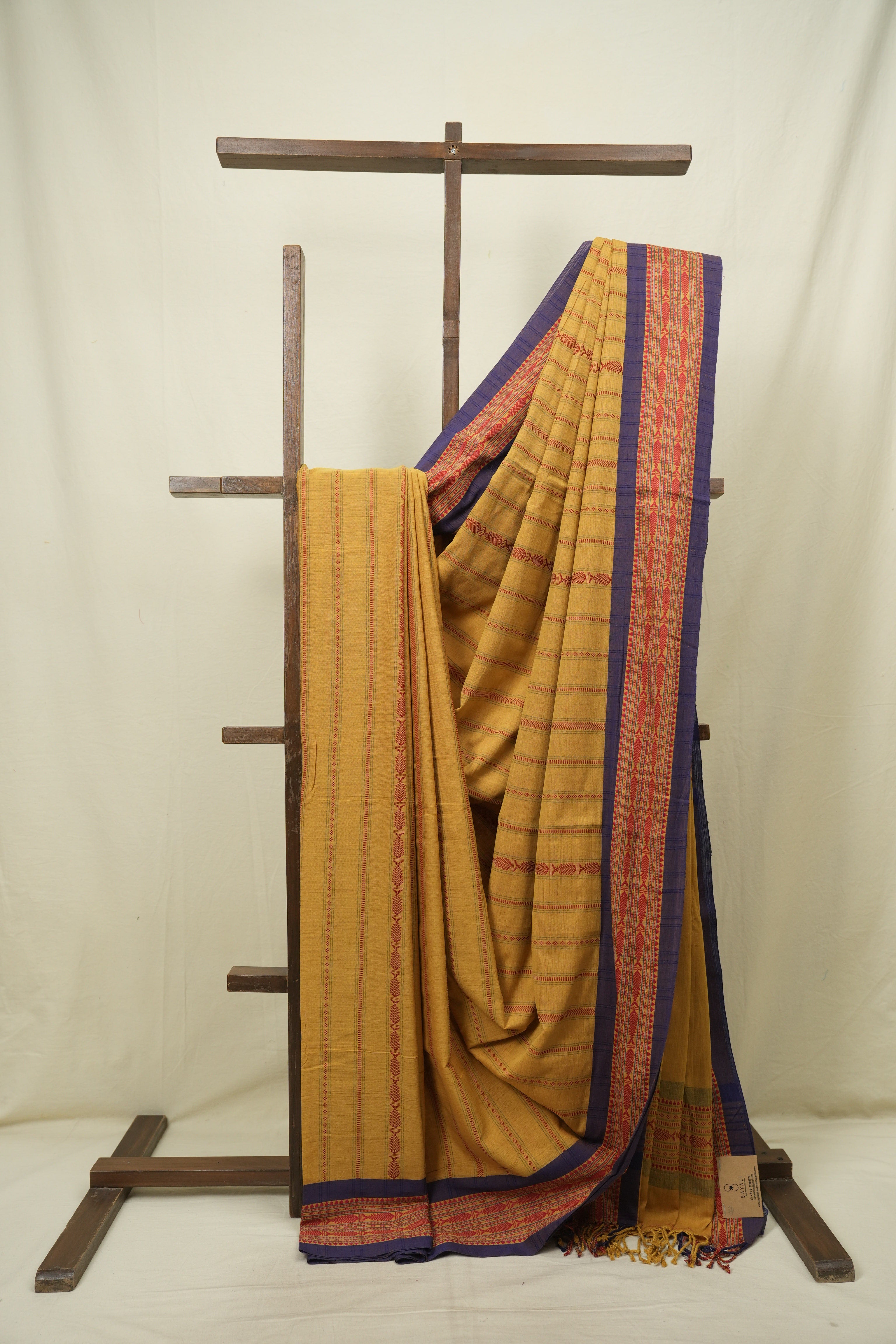 Mustard Bengal Cotton Saree - SRMBCS178