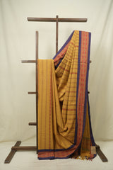 Mustard Bengal Cotton Saree - SRMBCS178