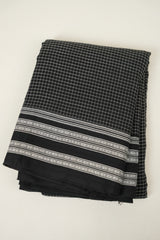 Black Checks Cotton Patteda Anchu Saree - SRBPAS366