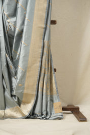 Metallic Grey Banarasi Silk Saree - SRMGBSS838