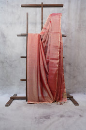 Brick Orange Maheshwari Tissue Saree - SRBOMTS415