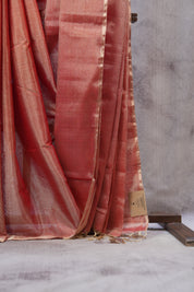 Brick Orange Maheshwari Tissue Saree - SRBOMTS415