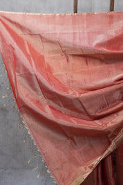 Brick Orange Maheshwari Tissue Saree - SRBOMTS415