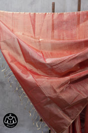 Brick Orange Maheshwari Tissue Saree - SRBOMTS415