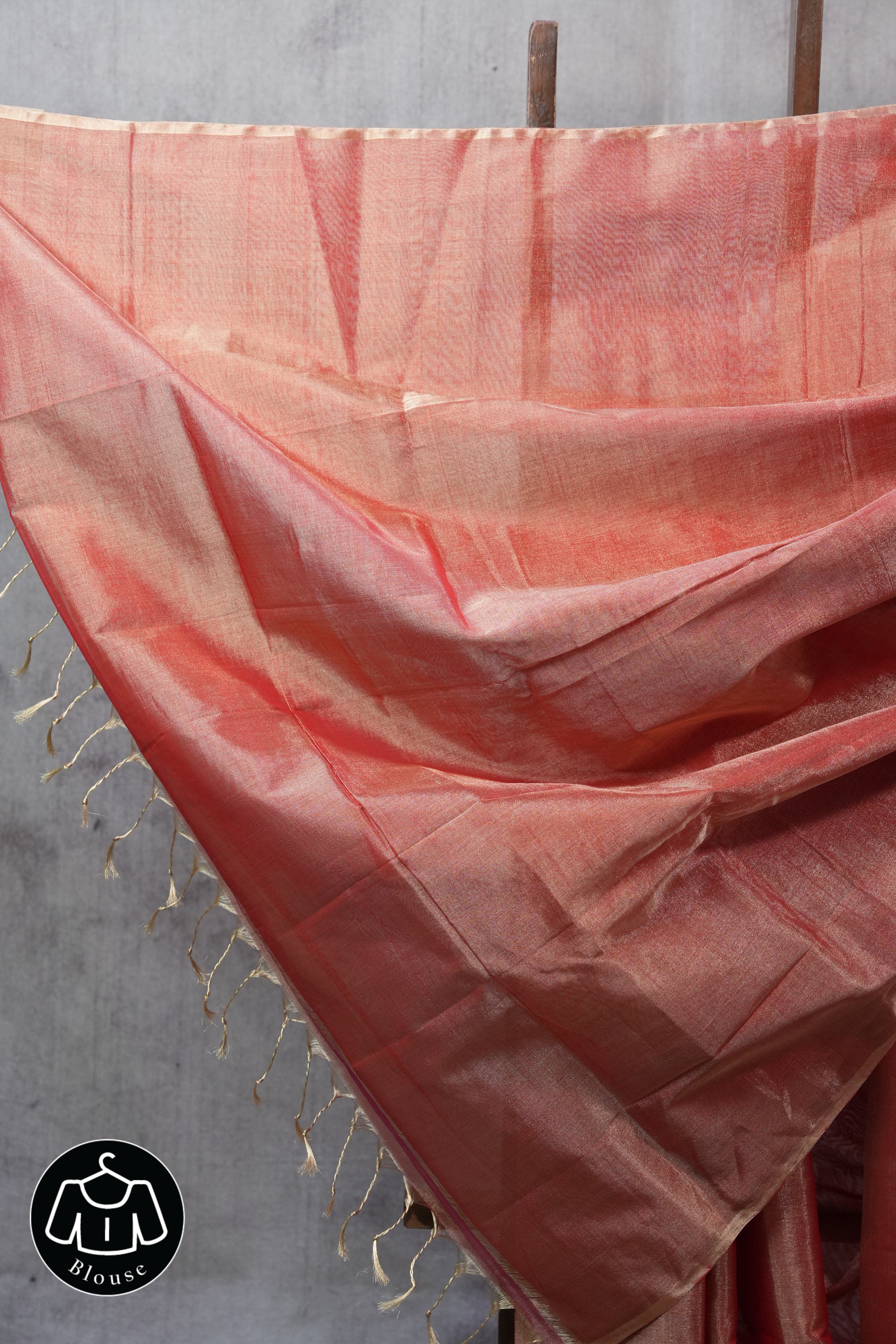 Brick Orange Maheshwari Tissue Saree - SRBOMTS415