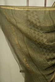 Moss Green Kota Doria Saree - SRMGKDS306