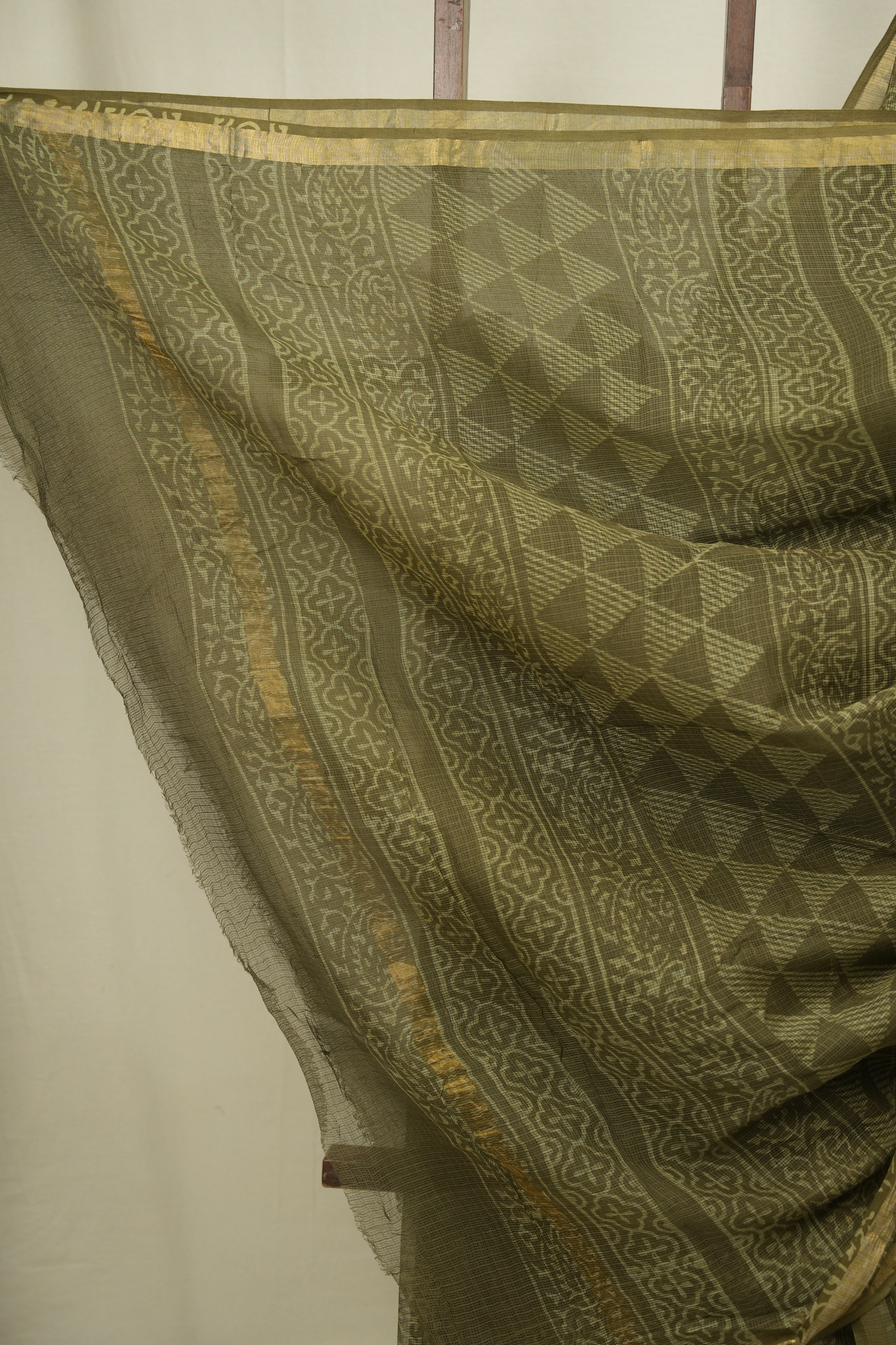 Moss Green Kota Doria Saree - SRMGKDS306