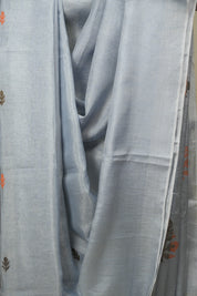 Powder Blue Tissue Linen Jamdani Saree - SRPBTLJS204
