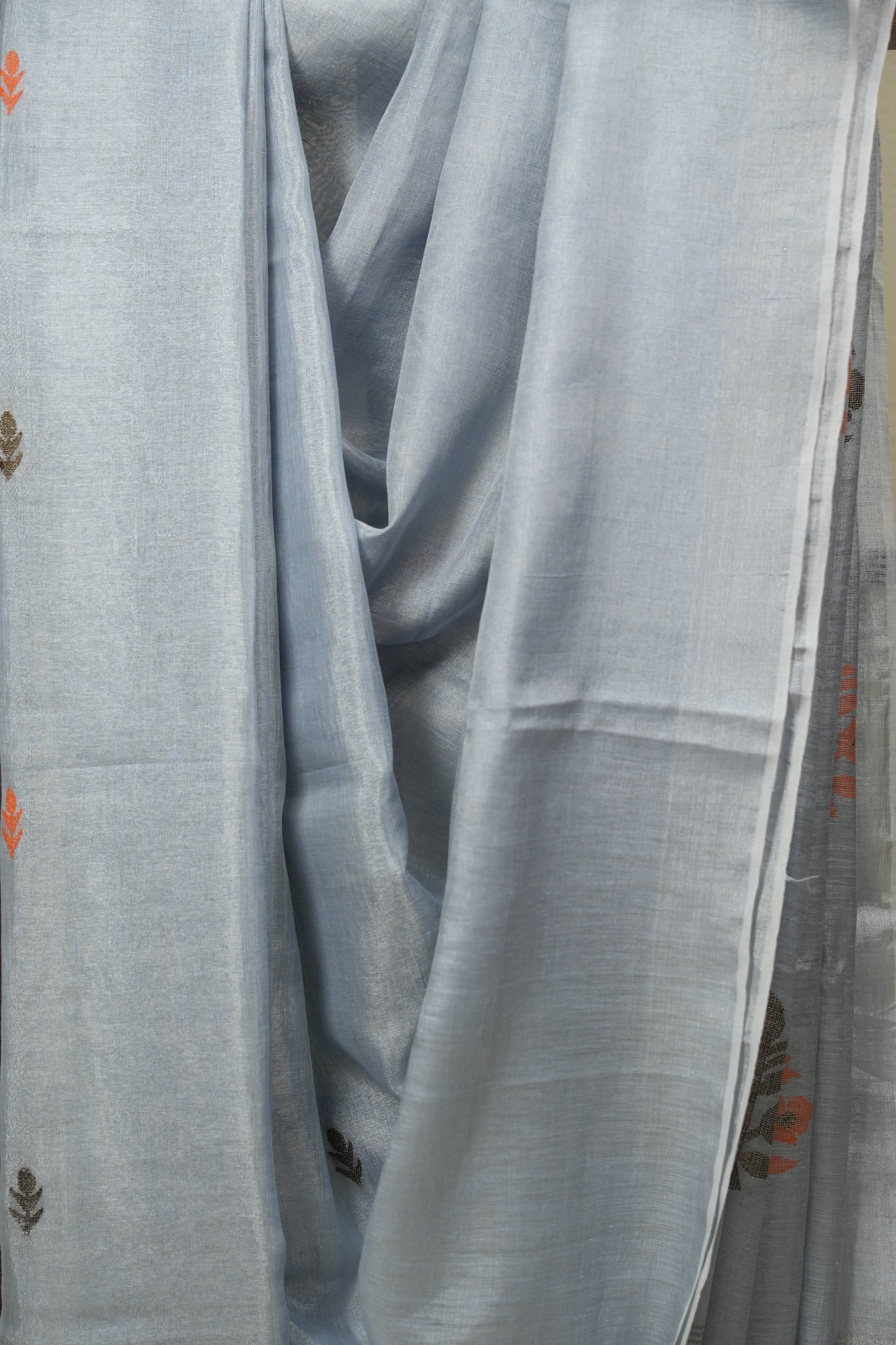 Powder Blue Tissue Linen Jamdani Saree - SRPBTLJS204