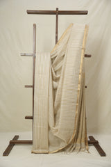 Beige Ivory Maheshwari Saree - SRBIMS992