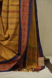 Mustard Bengal Cotton Saree - SRMBCS178