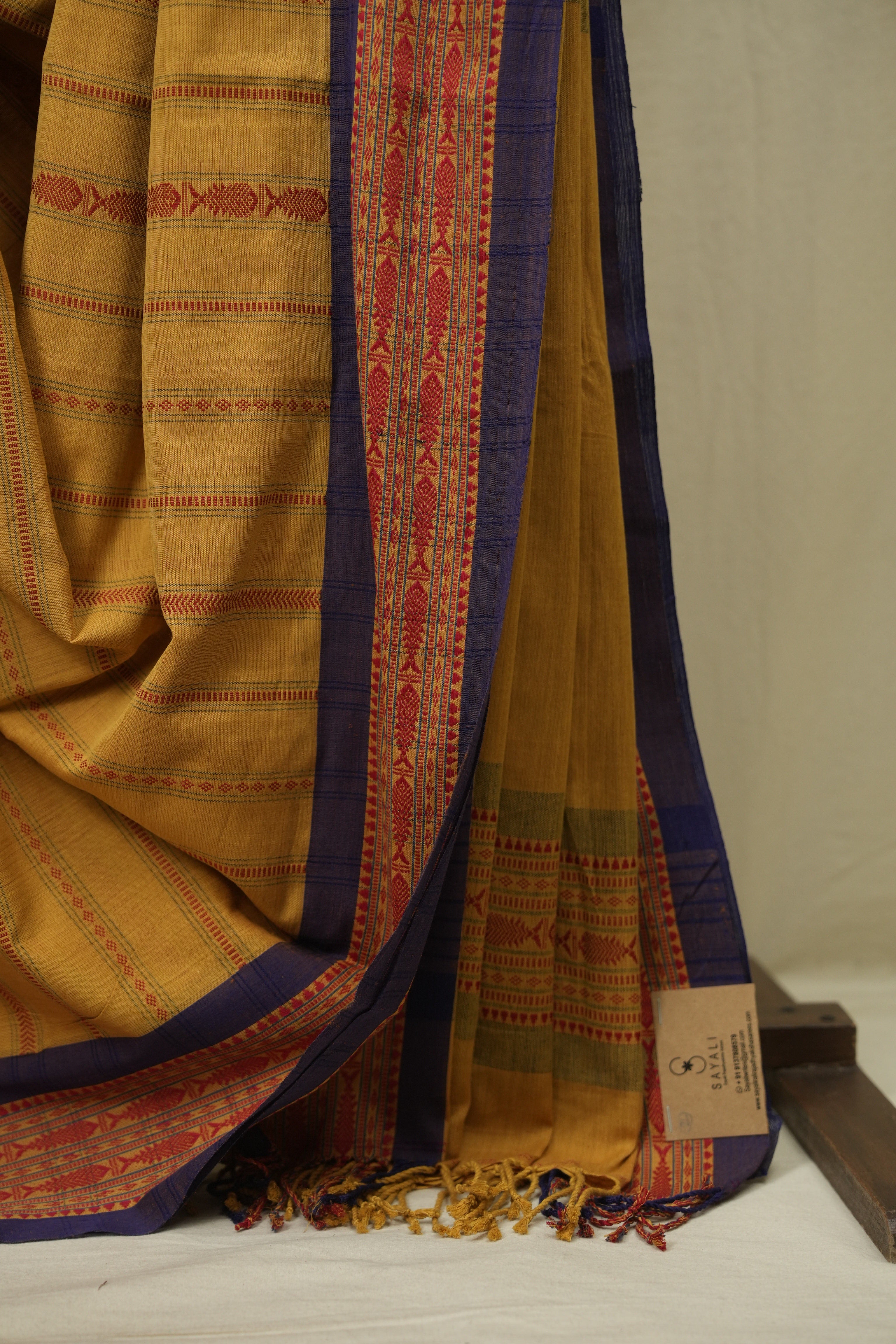 Mustard Bengal Cotton Saree - SRMBCS178