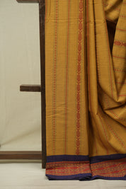 Mustard Bengal Cotton Saree - SRMBCS178
