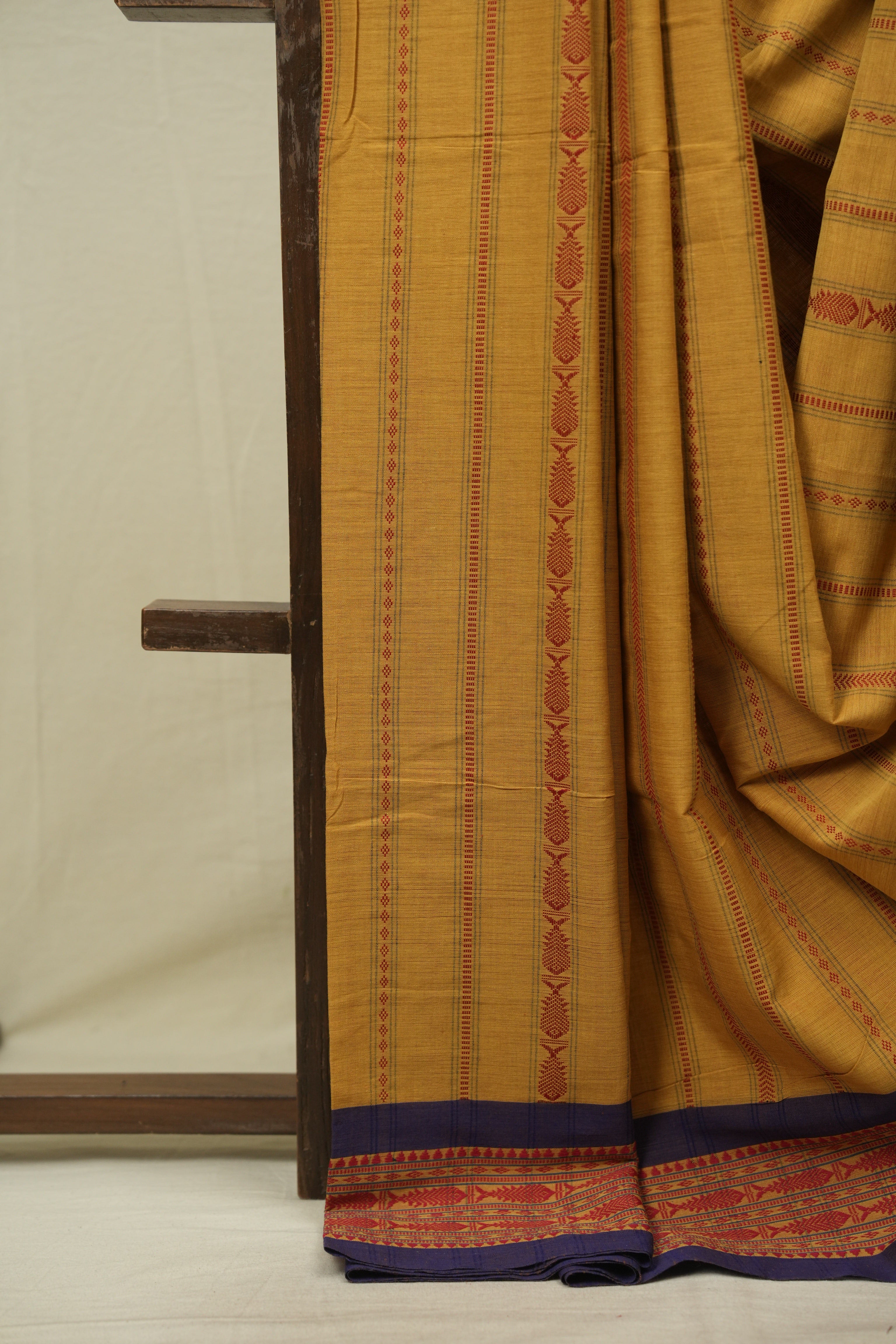 Mustard Bengal Cotton Saree - SRMBCS178