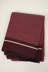 Maroon Checks Cotton Patteda Anchu Saree - SRMPAS365