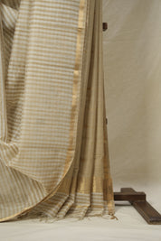 Beige Ivory Maheshwari Saree - SRBIMS992