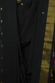 Black Cotton Paithani Saree - SRBCPS769