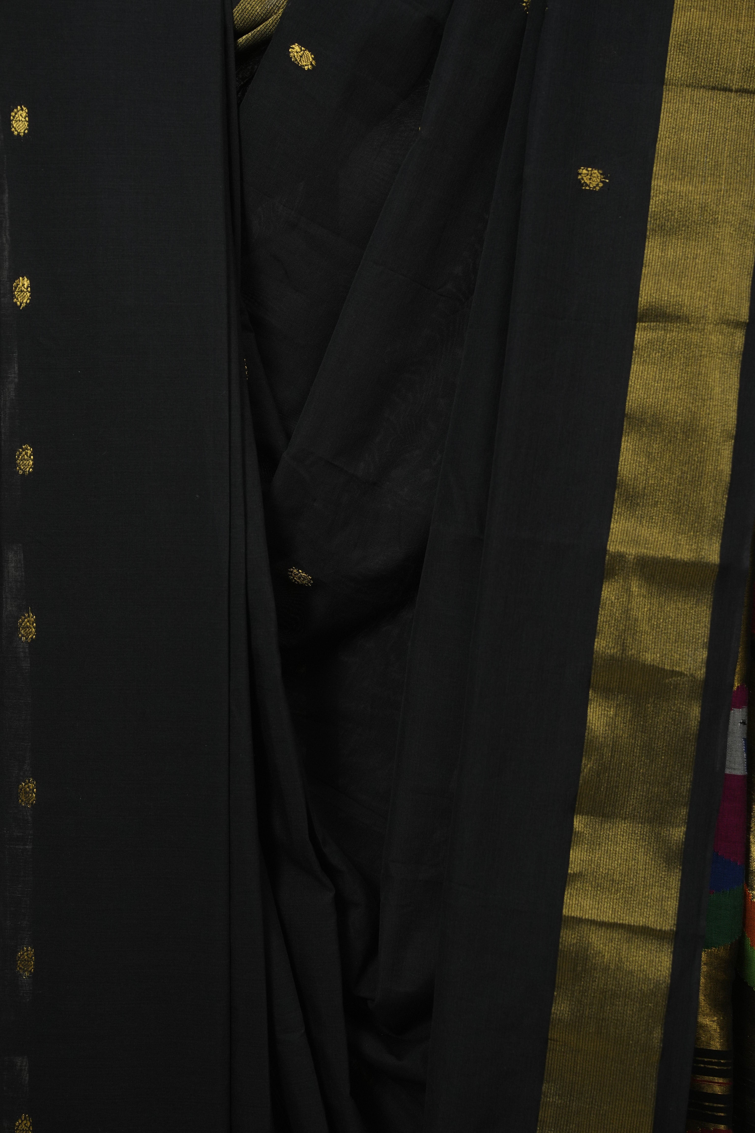 Black Cotton Paithani Saree - SRBCPS769