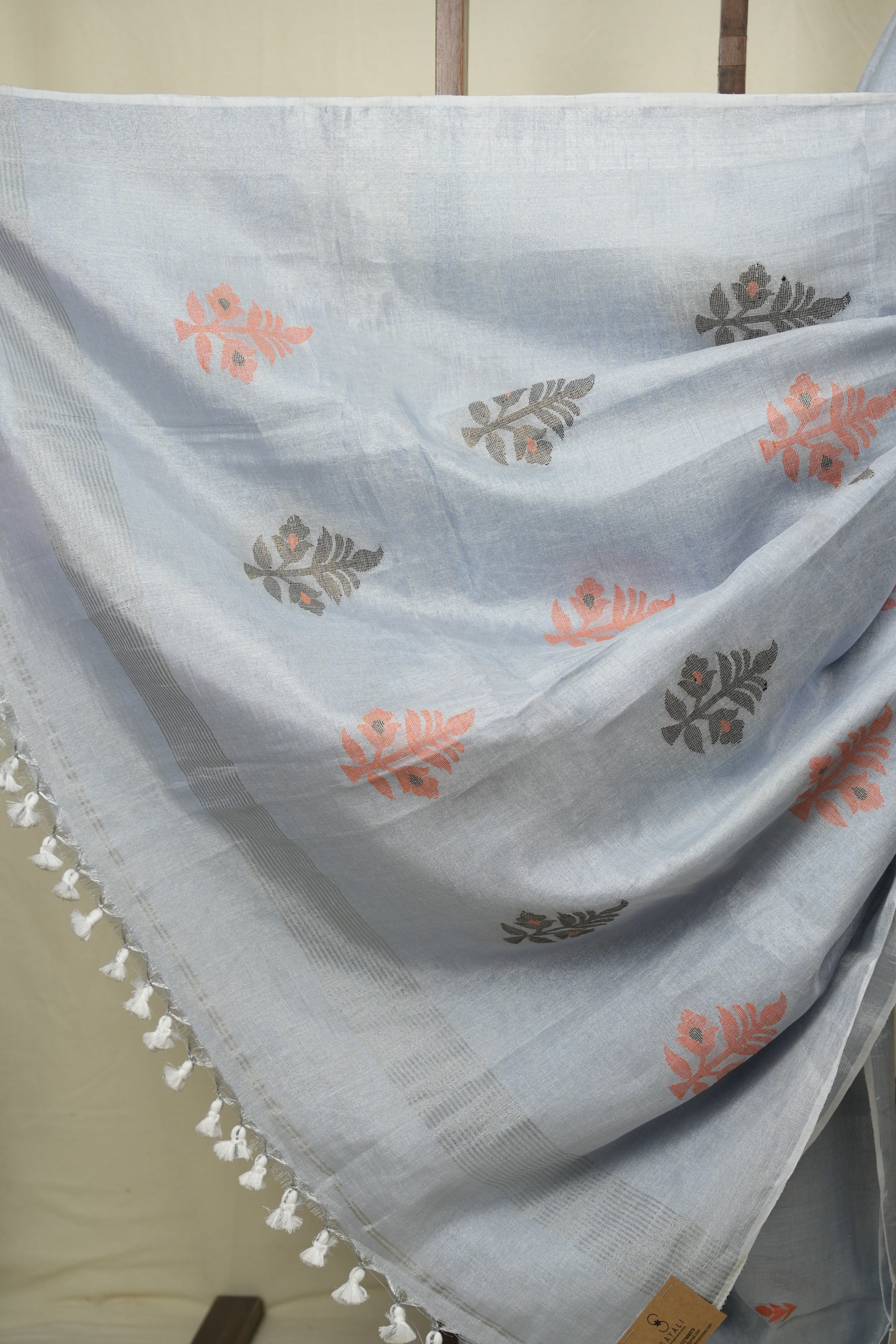 Powder Blue Tissue Linen Jamdani Saree - SRPBTLJS204