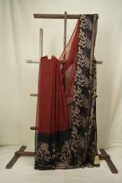 Maroon Kota Doria Saree - SRMKDS316