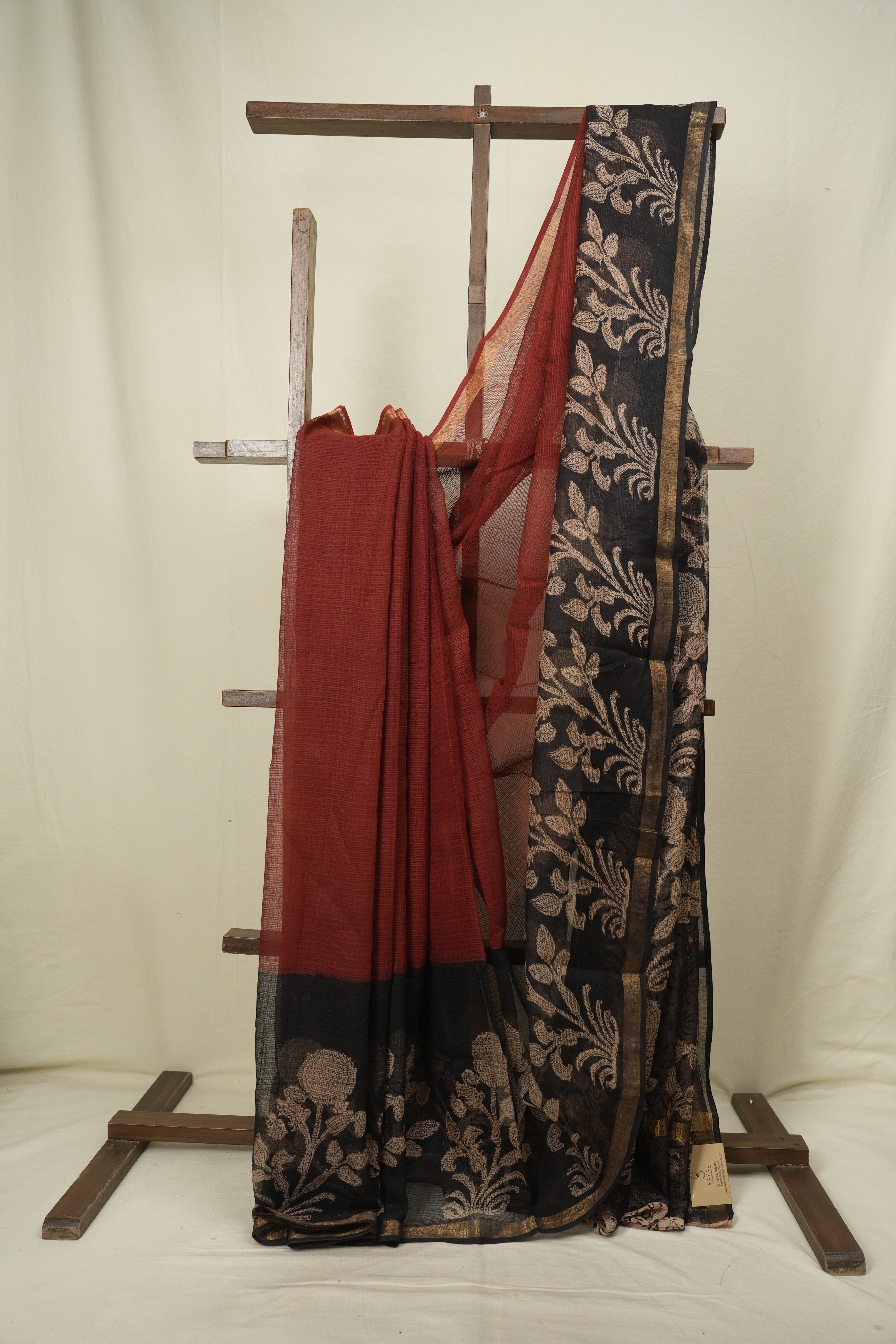 Maroon Kota Doria Saree - SRMKDS316