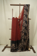 Maroon Kota Doria Saree - SRMKDS316