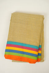 Yellow Checks Cotton Patteda Anchu Saree - SRYPAS371