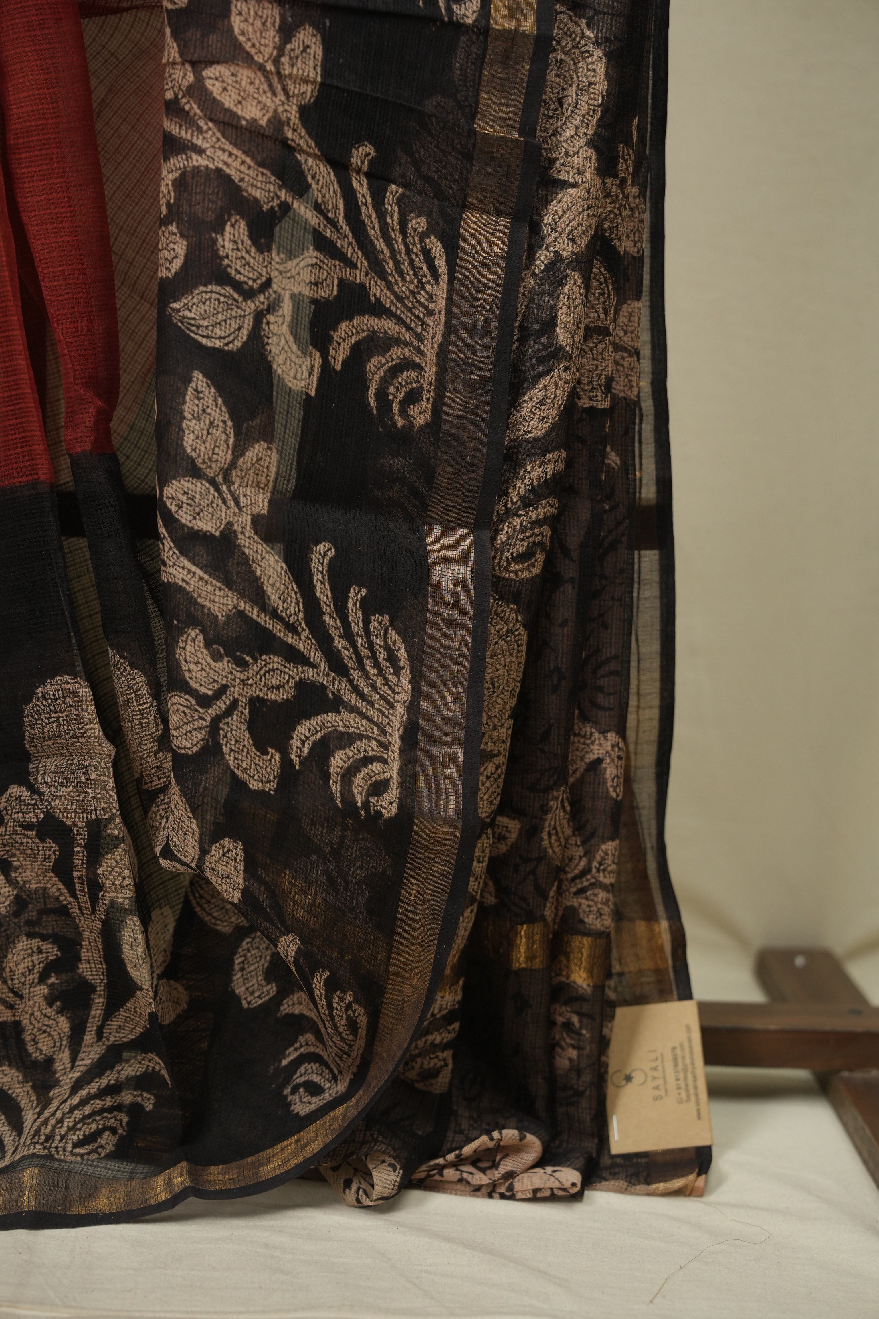 Maroon Kota Doria Saree - SRMKDS316