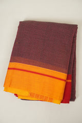 Maroon Checks Cotton Patteda Anchu Saree - SRMPAS368