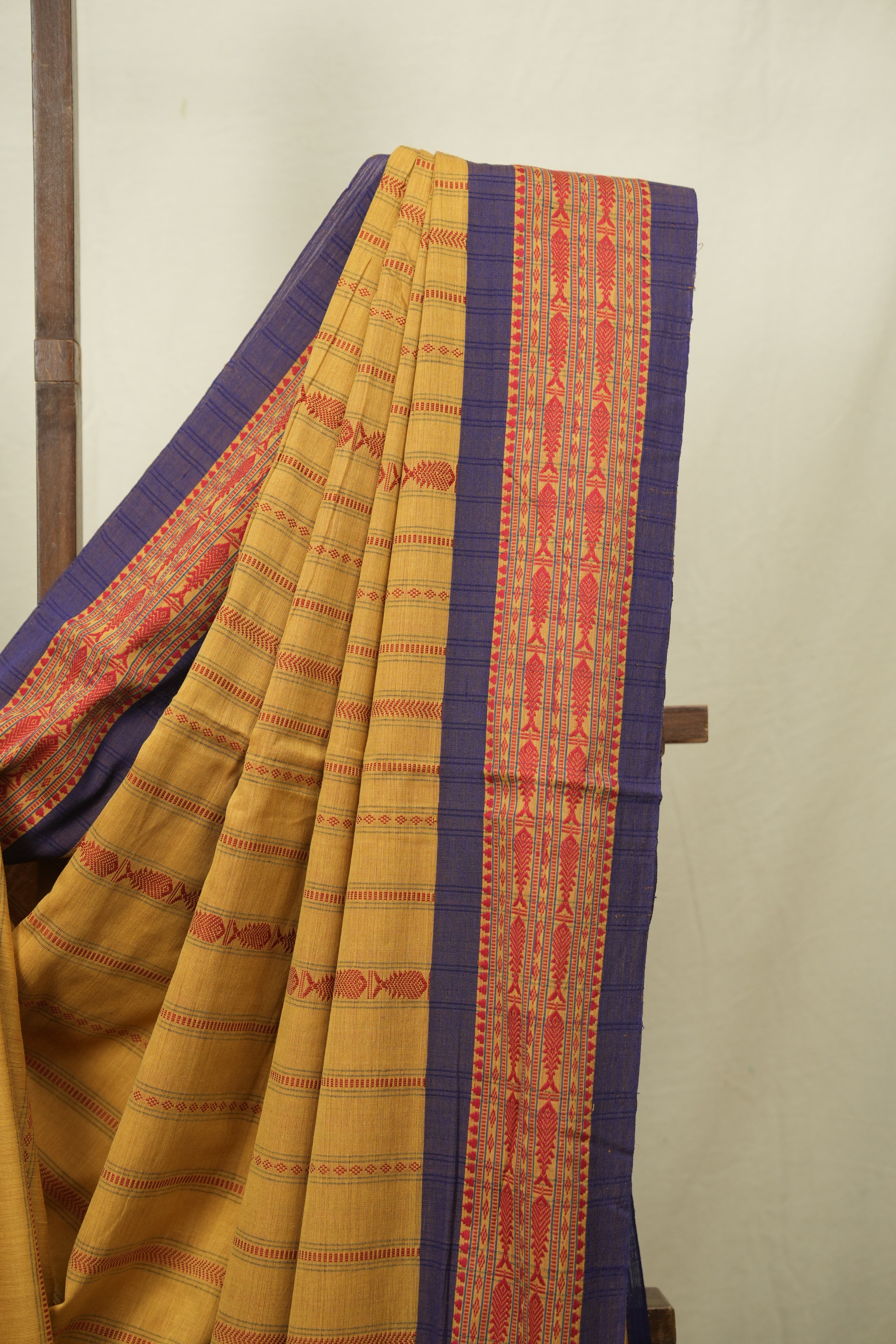 Mustard Bengal Cotton Saree - SRMBCS178