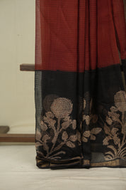 Maroon Kota Doria Saree - SRMKDS316