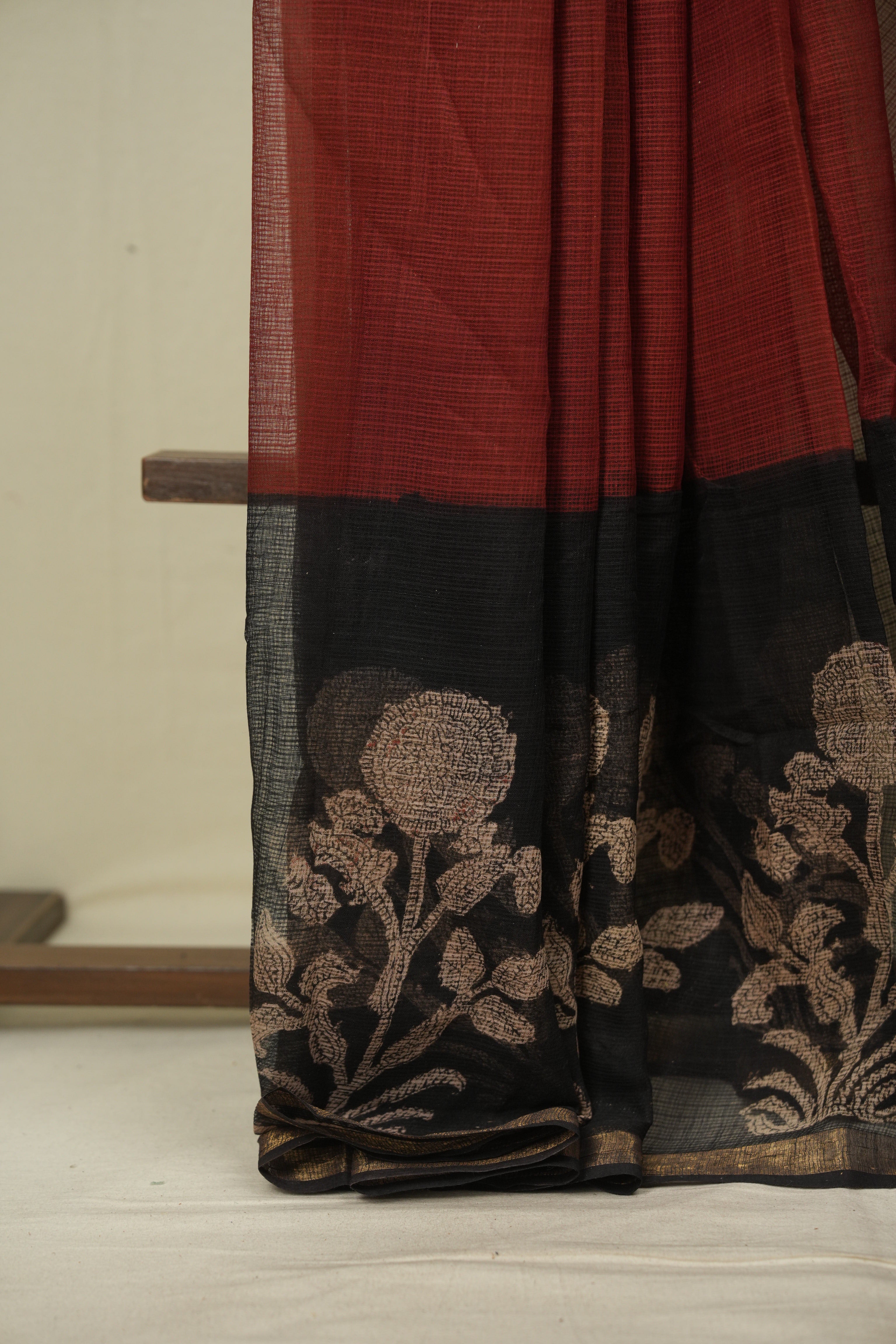 Maroon Kota Doria Saree - SRMKDS316