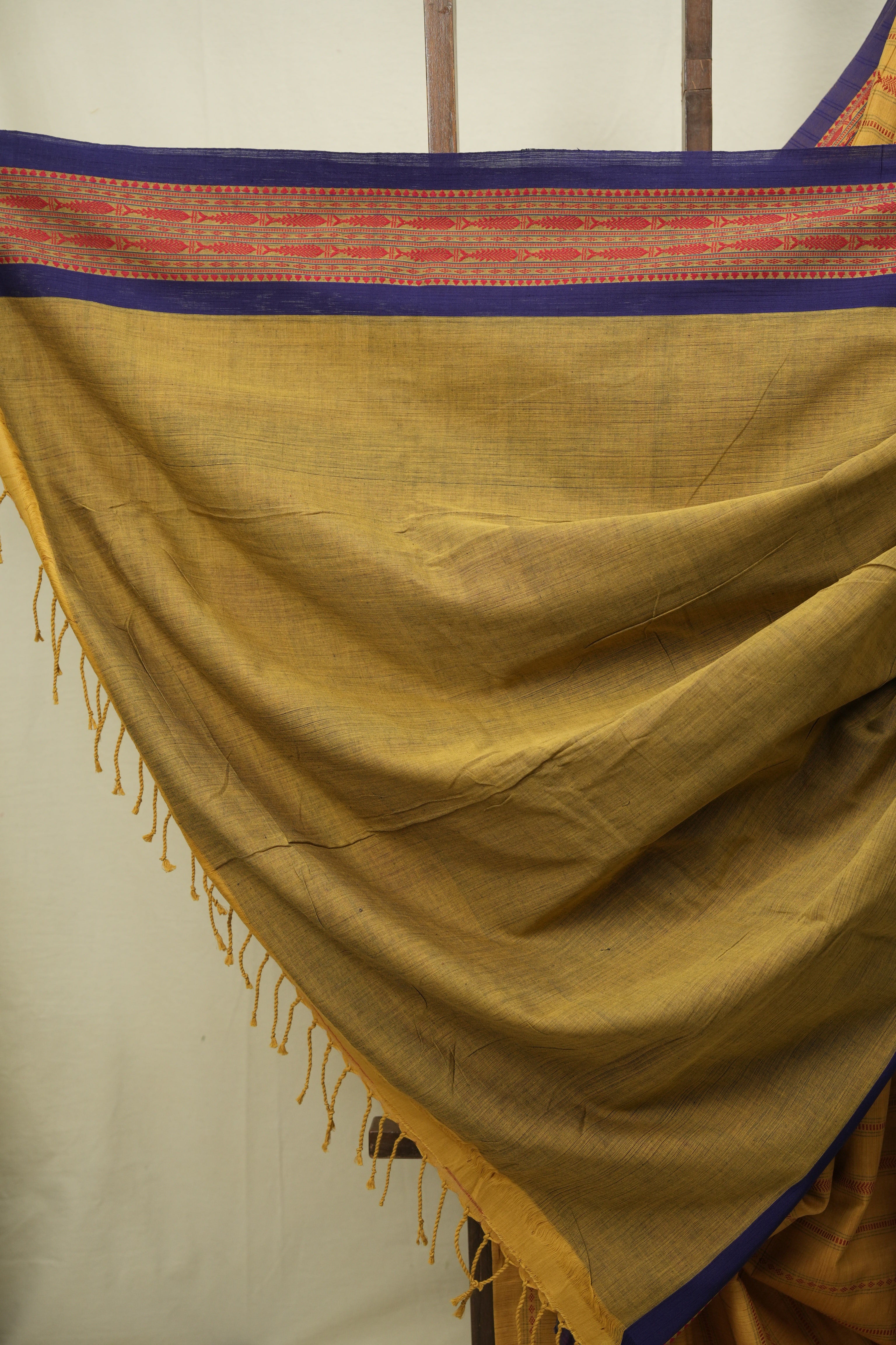 Mustard Bengal Cotton Saree - SRMBCS178