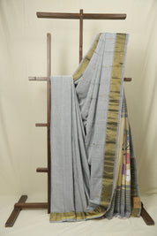 Grey Cotton Paithani Saree - SRGCPS768