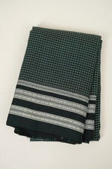 Green Checks Cotton Patteda Anchu Saree - SRGPAS372