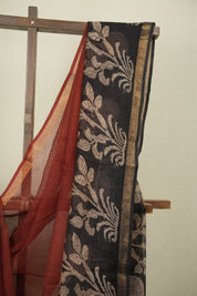 Maroon Kota Doria Saree - SRMKDS316
