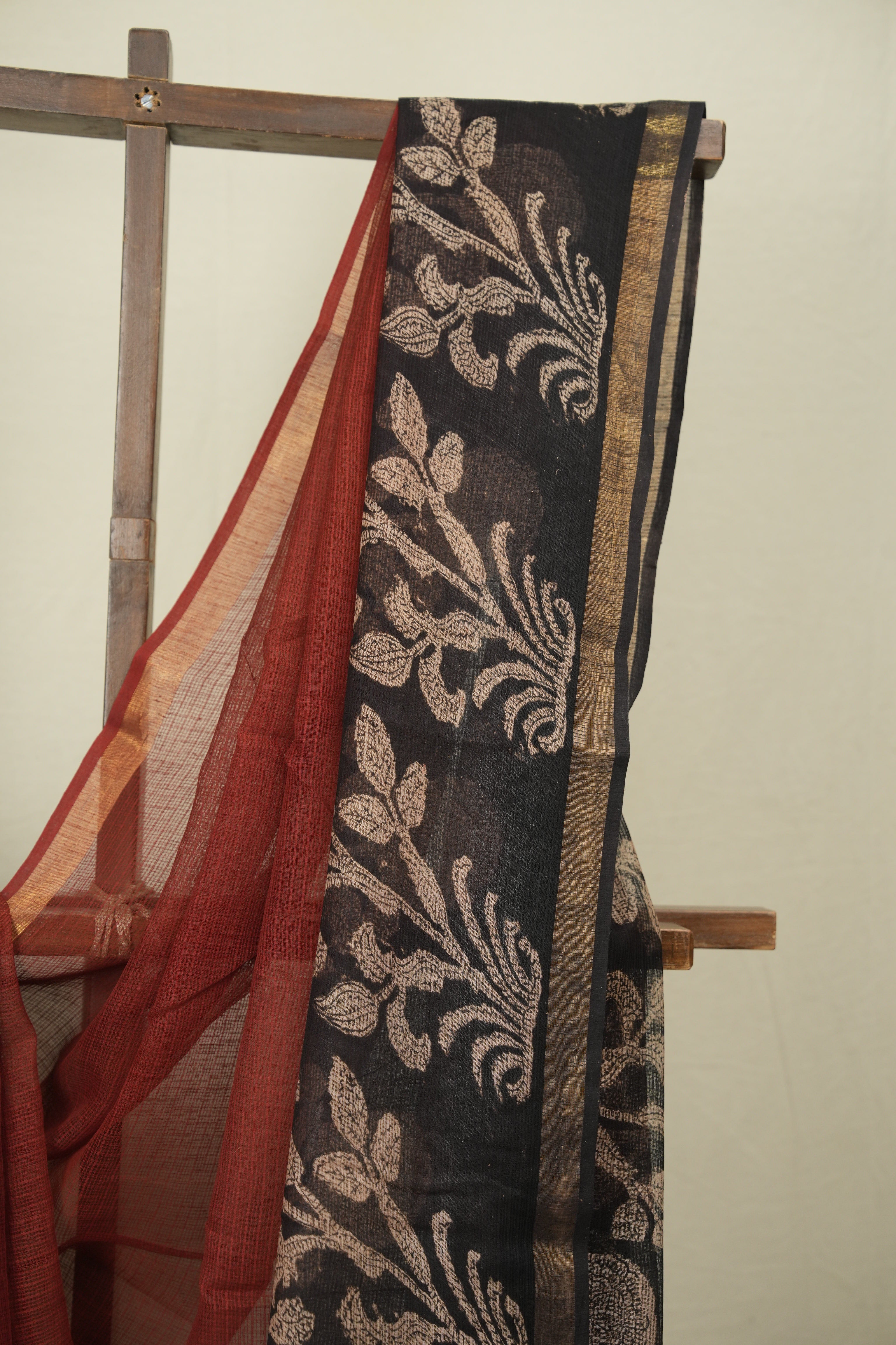 Maroon Kota Doria Saree - SRMKDS316