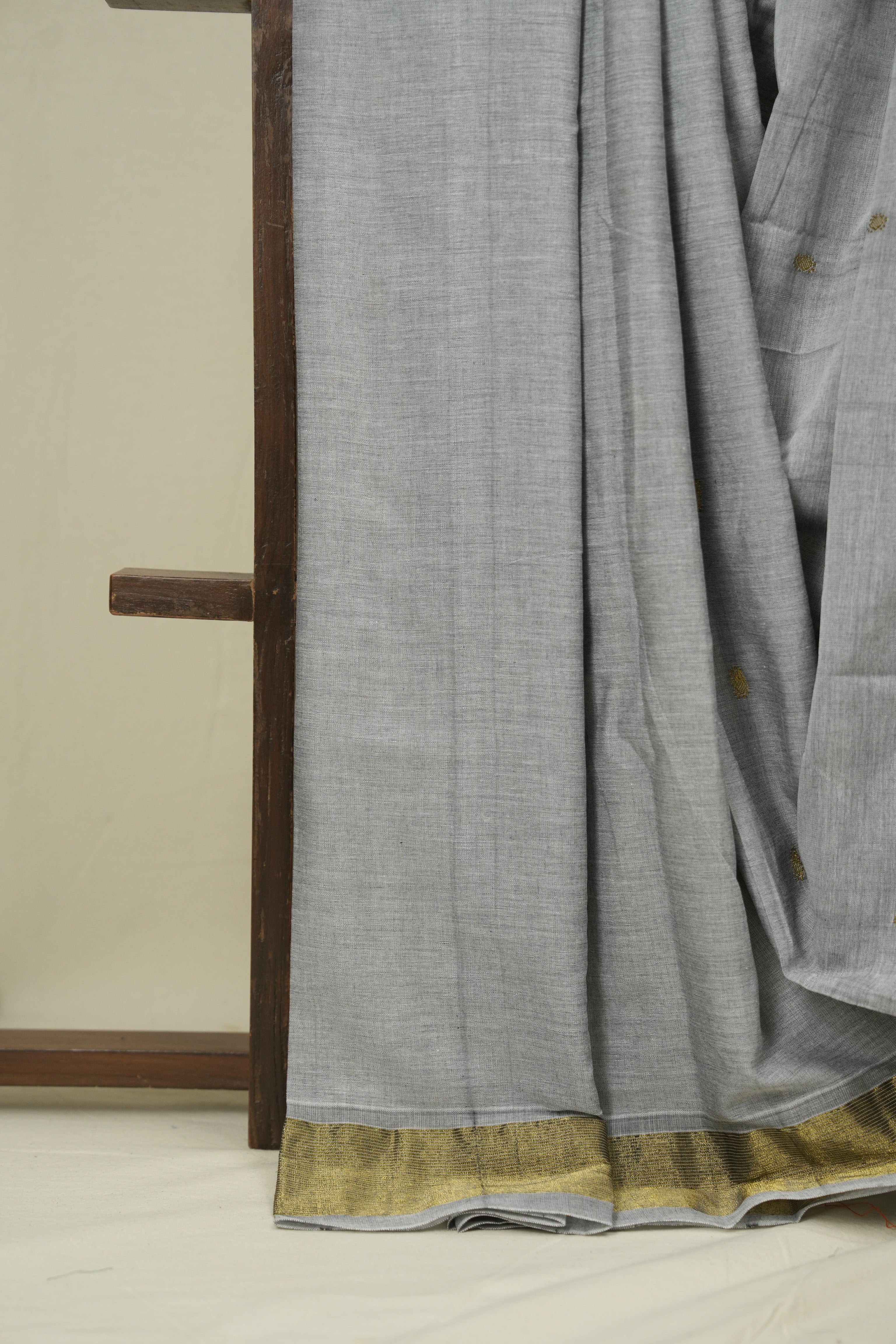 Grey Cotton Paithani Saree - SRGCPS768