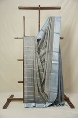 Metallic Grey Maheshwari Saree - SRMGMS1000
